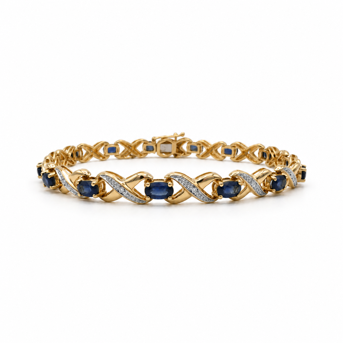 Bracelet or jaune saphirs et diamants