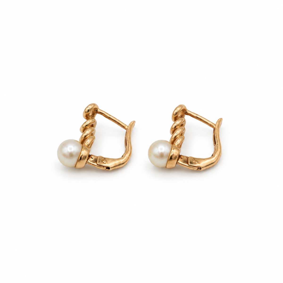 Boucles d’oreilles or jaune et perles de culture