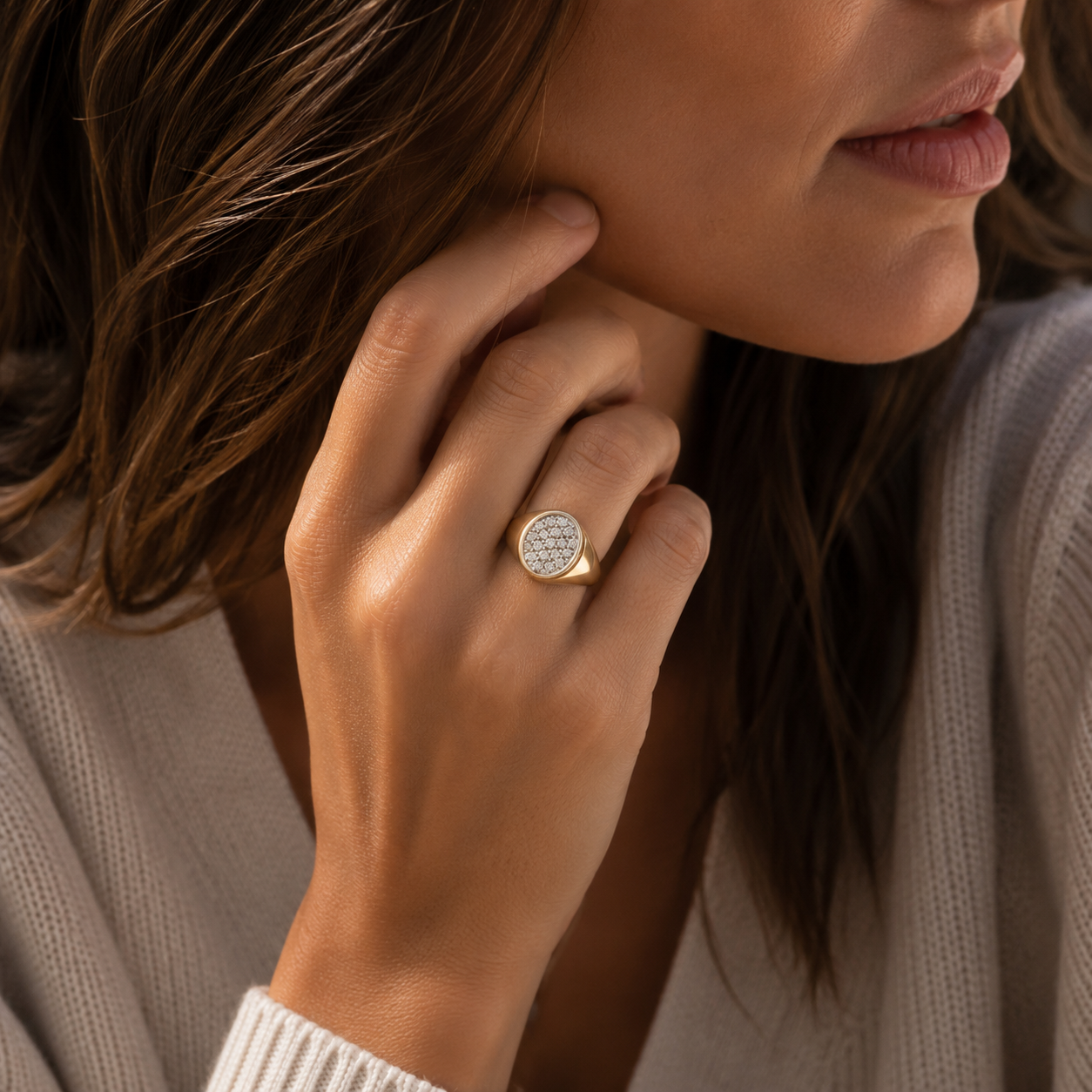 Bague Chevaliere - Or Jaune - Diamants 0,50 carat
