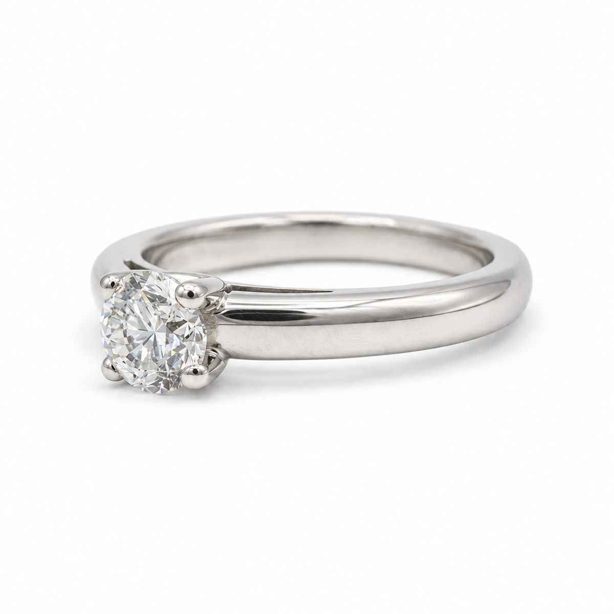 Solitaire Or blanc et diamant 0,60 carat