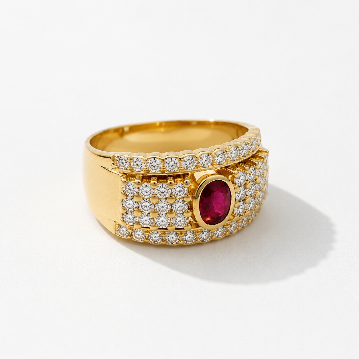 Bague Or jaune - Rubis et Diamants