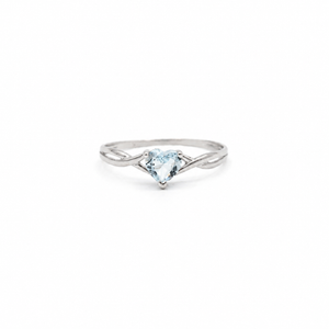 Bague Coeur - Or blanc - Aiguë Marine