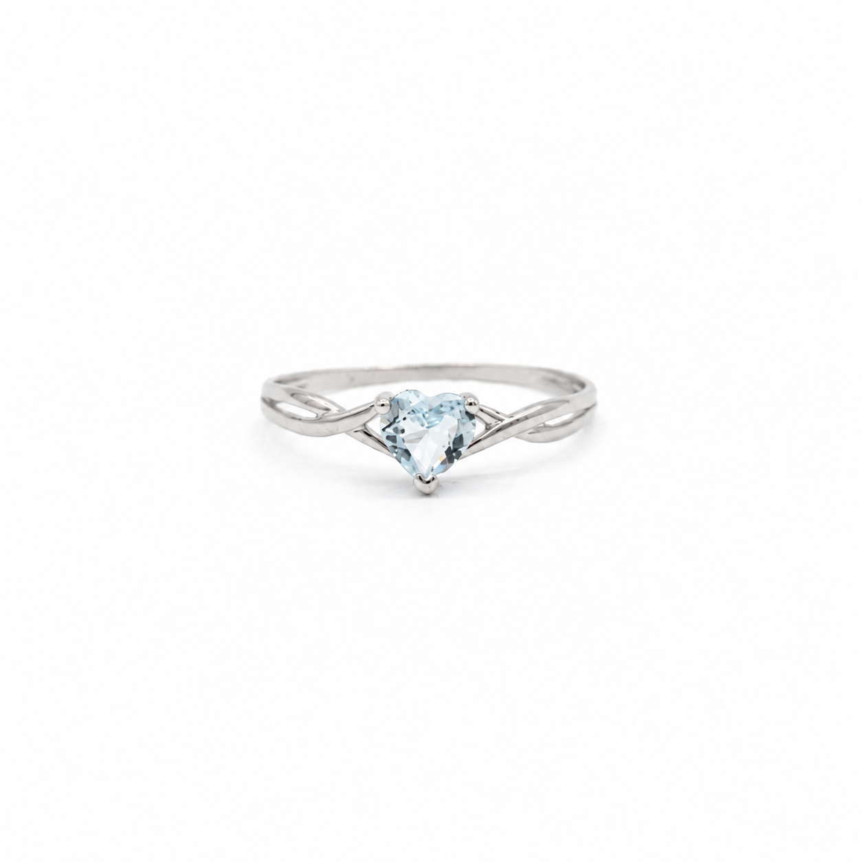 Bague Coeur - Or blanc - Aiguë Marine