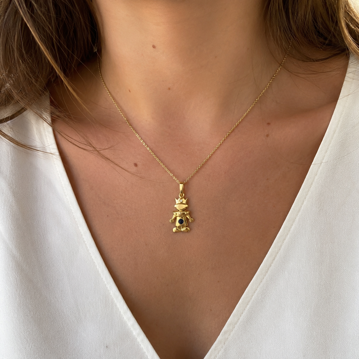 Pendentif Pantin articulé - Or jaune - Diamant et Saphir