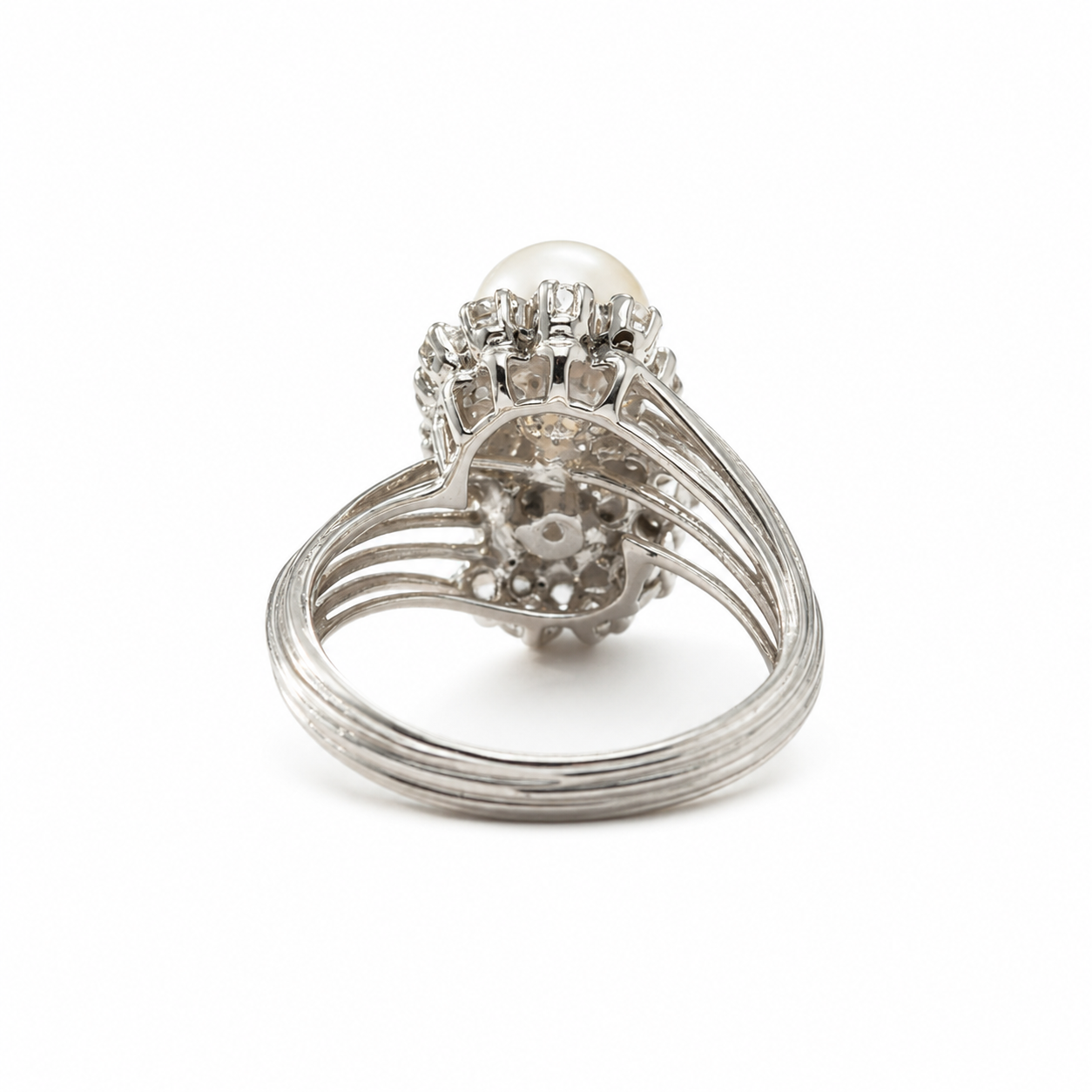 Bague Toi et Moi - Or Blanc - Perles de culture et Diamants