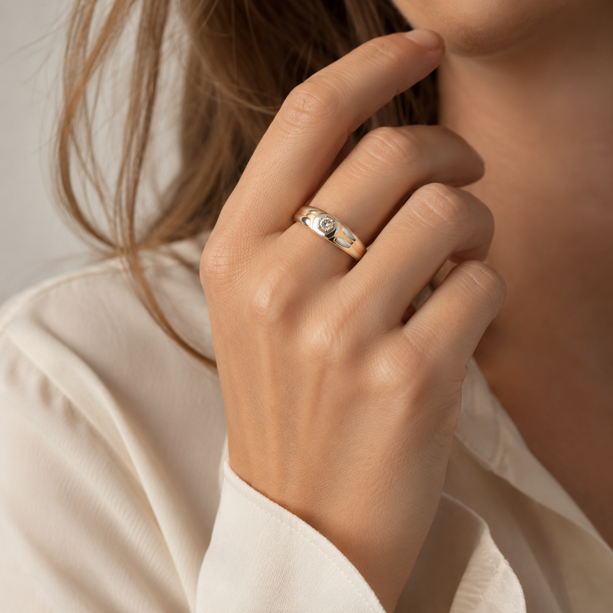 Bague Jonc 2 ors - Diamants 0,27 carat