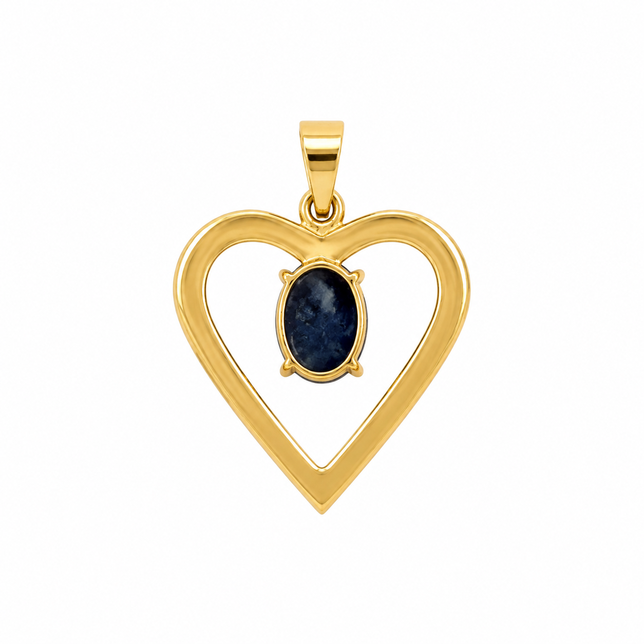 Pendentif Coeur - Or jaune - Saphir Cabochon étoilé