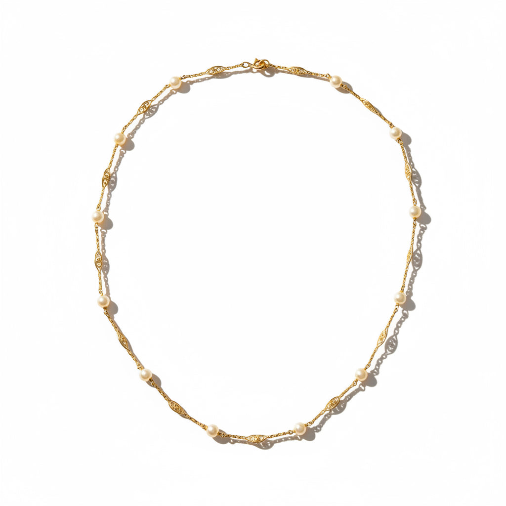 Collier Filigrane - Or jaune et Perles de culture