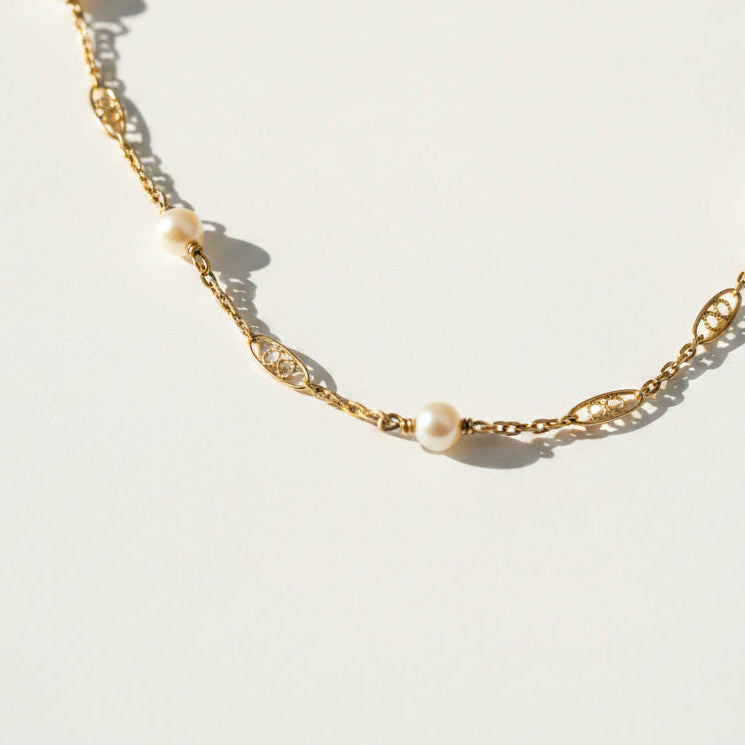 Collier Filigrane - Or jaune et Perles de culture