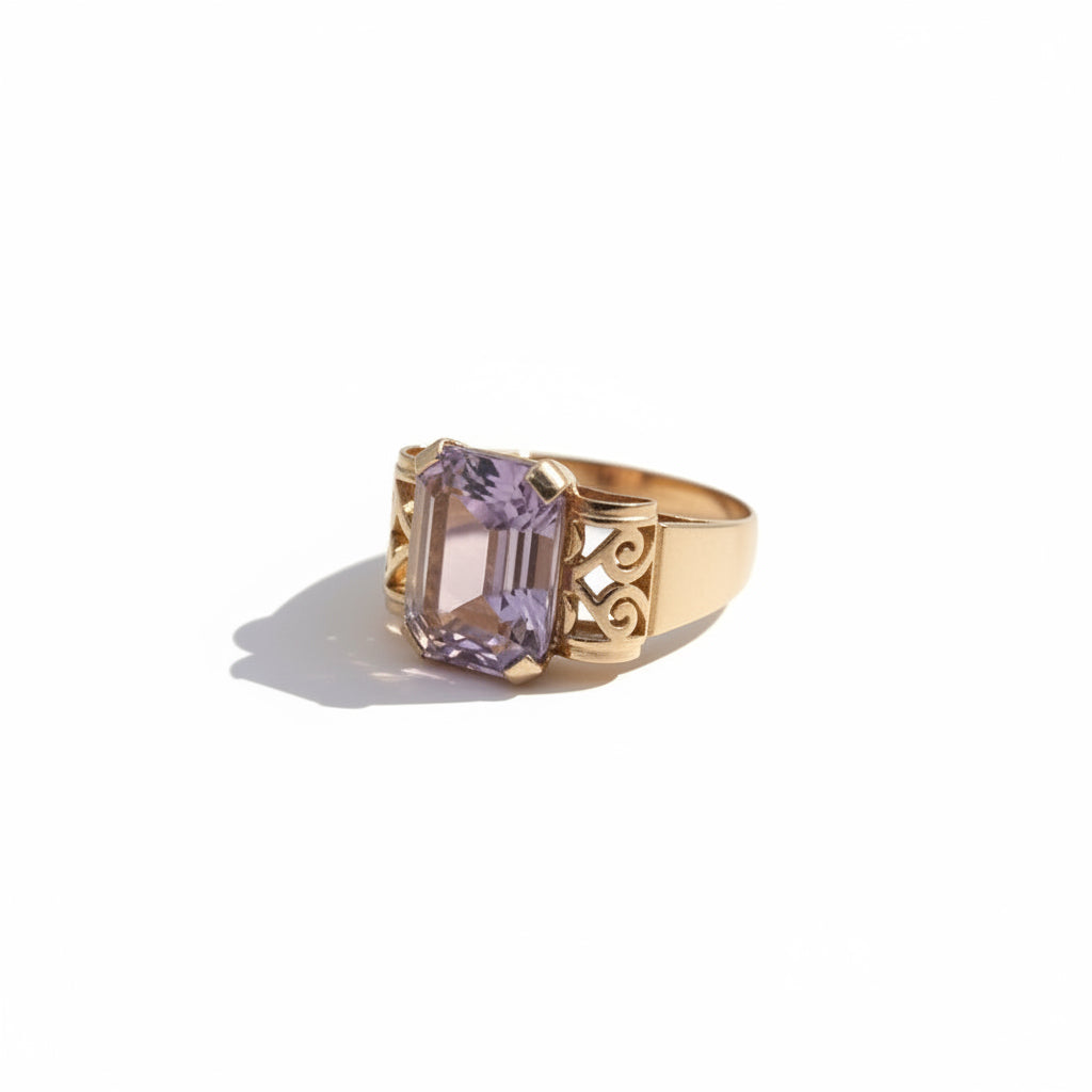 Bague Ancienne - Or Rosé - Améthyste - Année 60