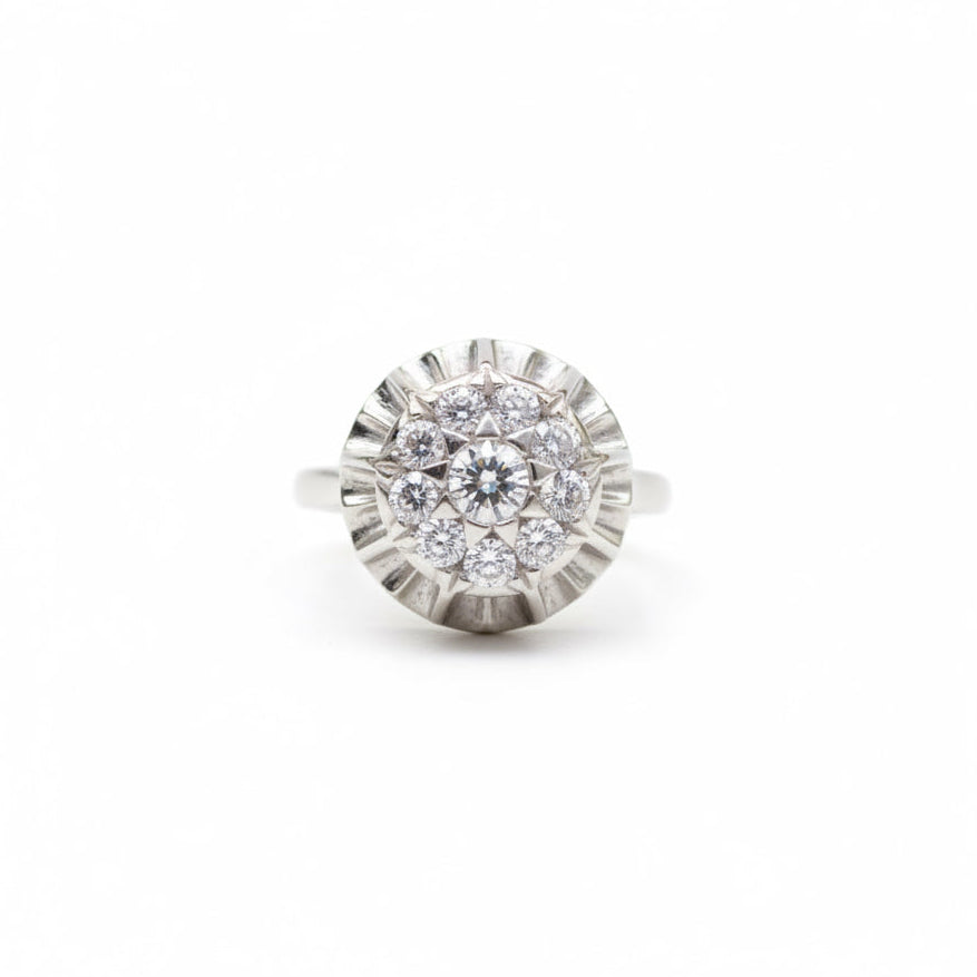 Bague Vintage  Or Blanc et Diamants - Année 50