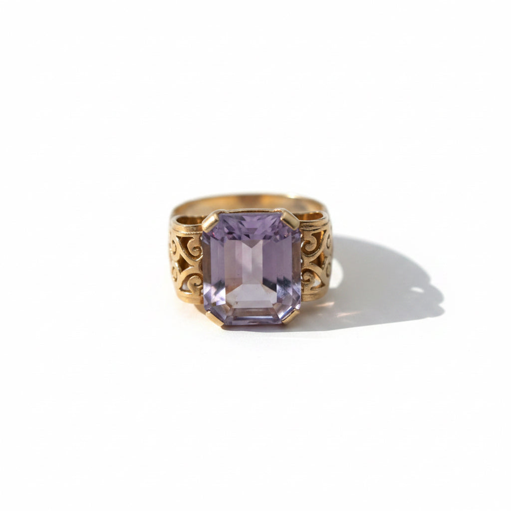Bague Ancienne - Or Rosé - Améthyste - Année 60