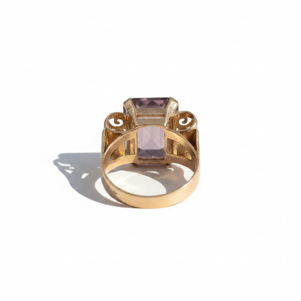 Bague Ancienne - Or Rosé - Améthyste - Année 60