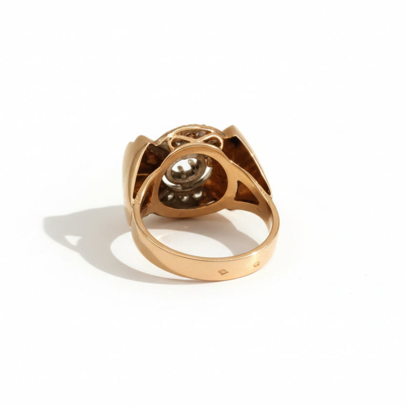 Bague Tank - Or Rosé et Platine - Diamants 0,30 ct