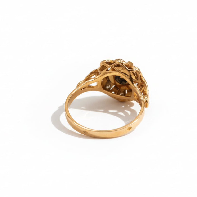 Bague Tank Marguerite - Or rose - Diamants