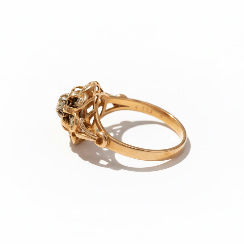 Bague Tank Marguerite - Or rose - Diamants