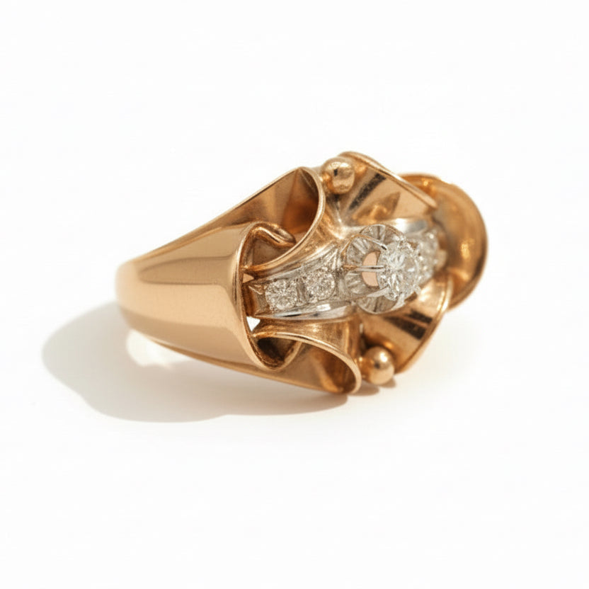 Bague Tank Or rose - Diamants 0,40 carat