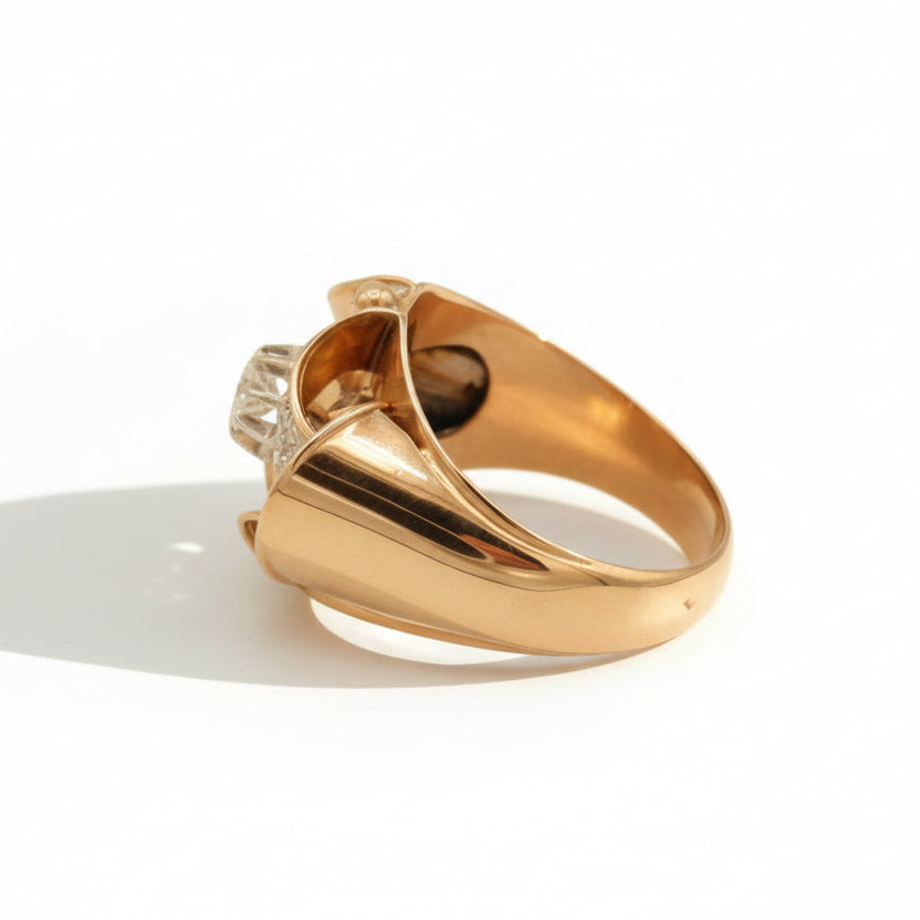 Bague Tank Or rose - Diamants 0,40 carat