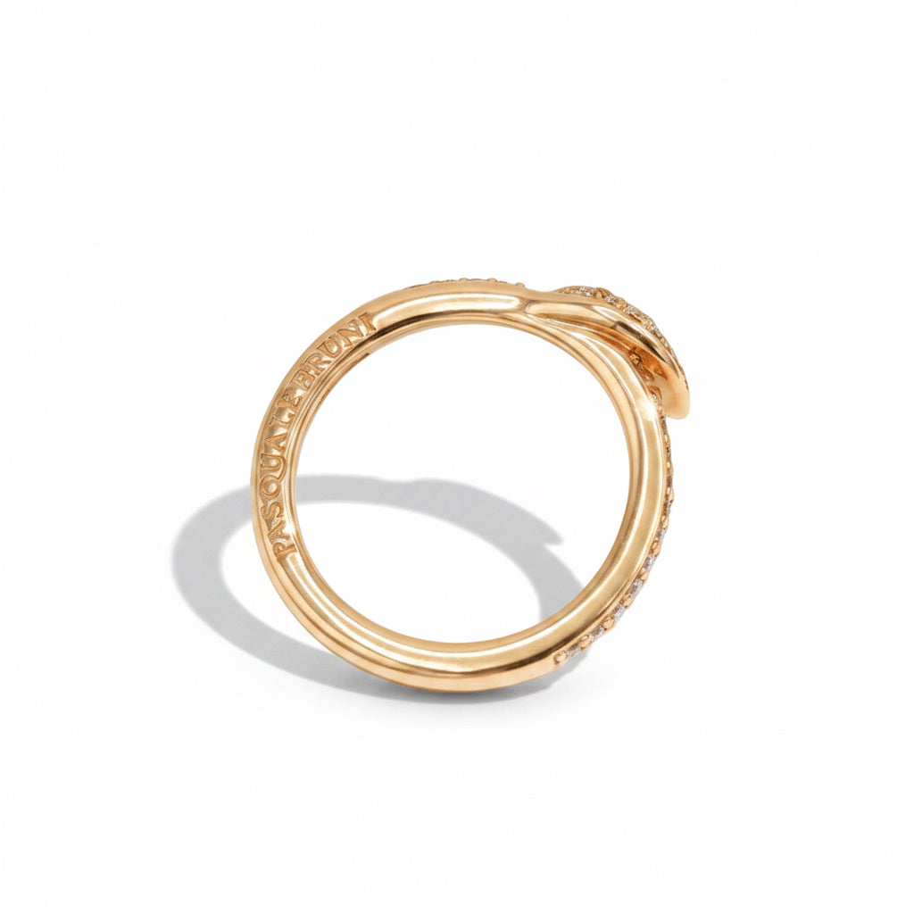 Pasquale Bruni - Bague Feuille simple - Or Rose et Diamants