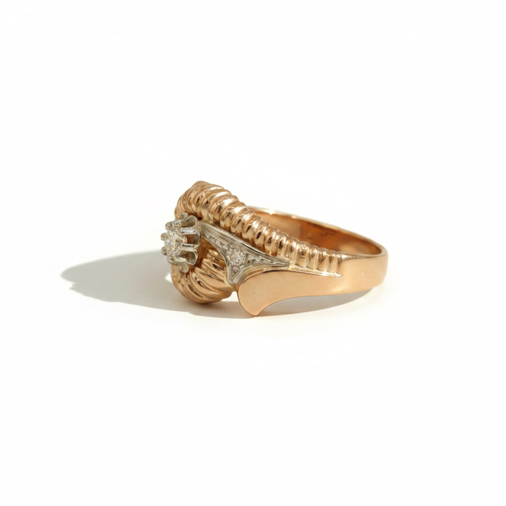 Bague Tank - Or Rosé et Diamants