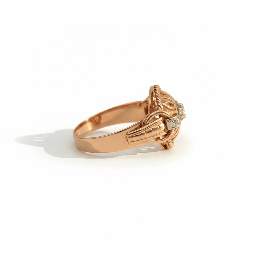 Bague Tank - Or rosé et Diamants