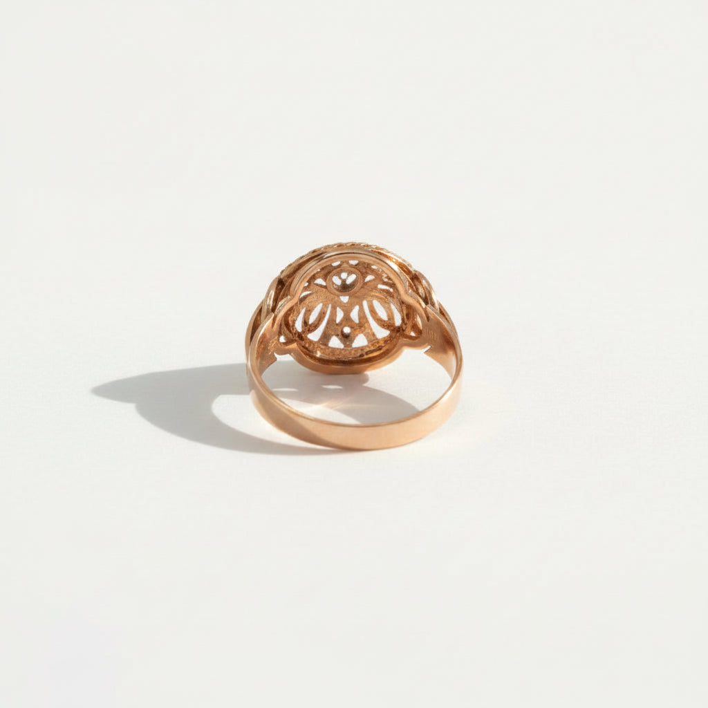 Bague Tank - Or rosé et Diamants