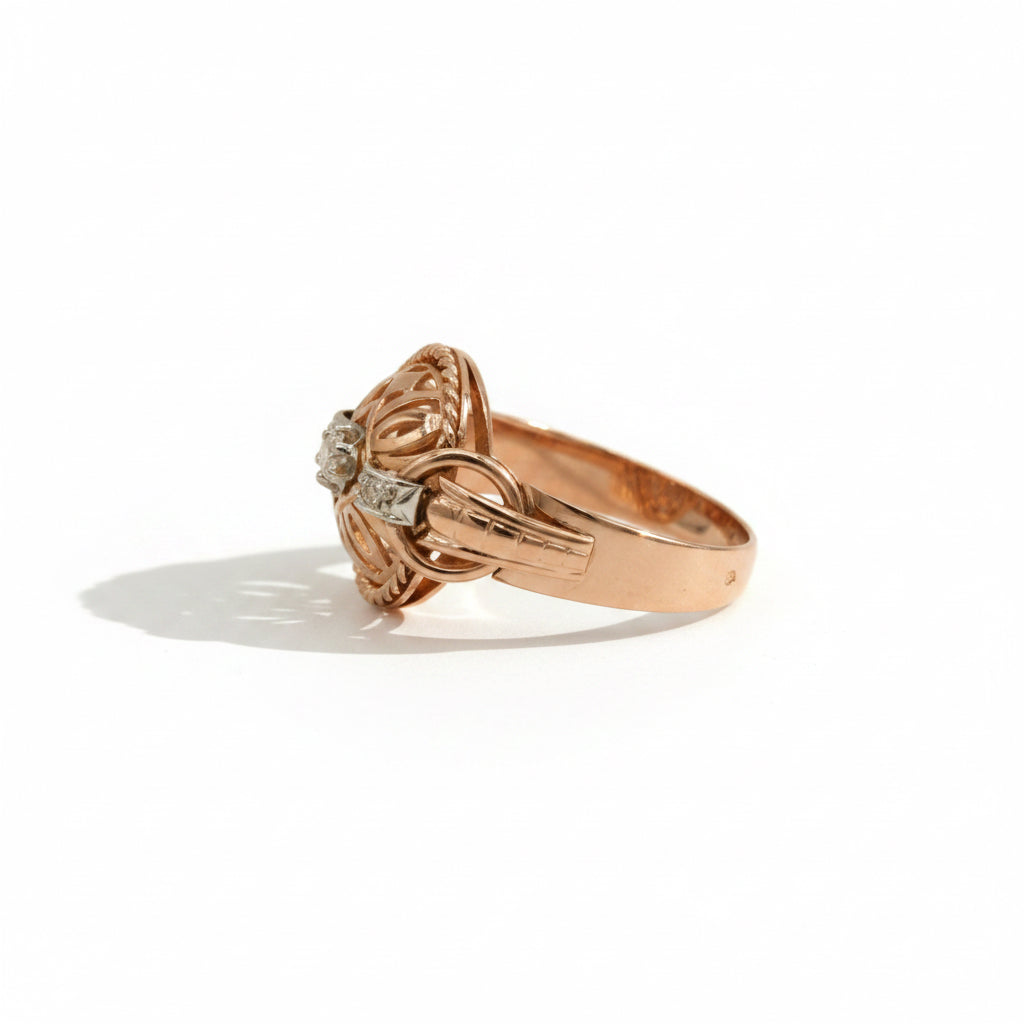 Bague Tank - Or rosé et Diamants