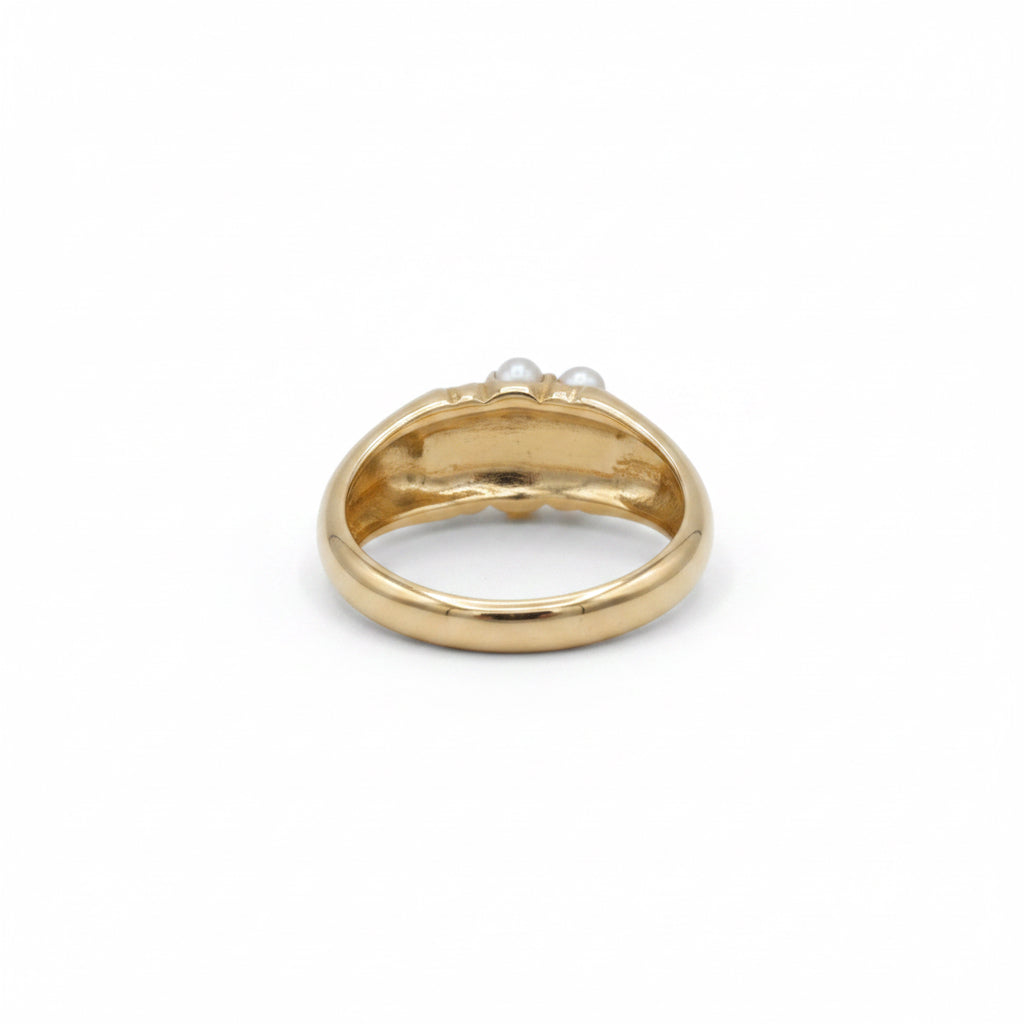 Bague Vintage - Or jaune et perles de culture