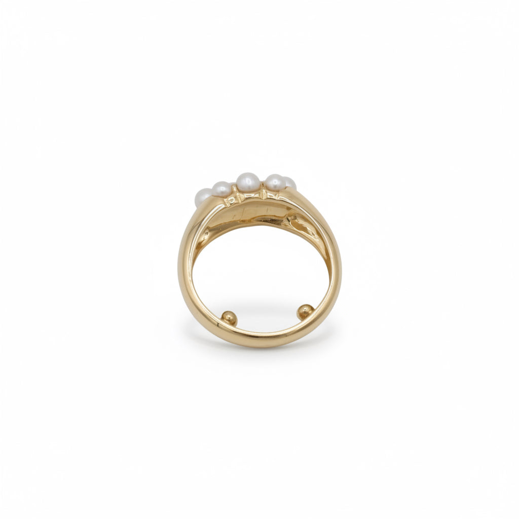 Bague Vintage - Or jaune et perles de culture