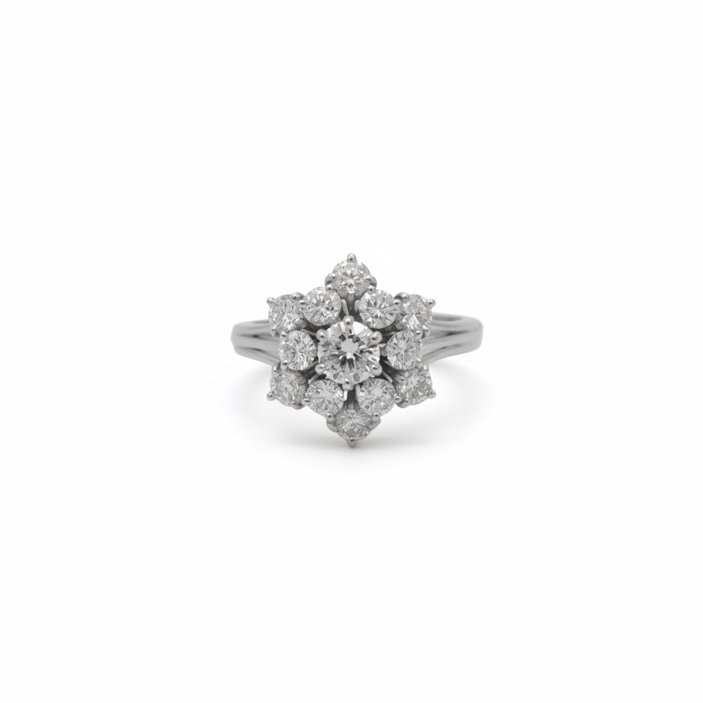 Bague Marguerite - Or blanc - Diamants
