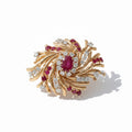 Broche Ancienne - Or rosé - Rubis et Diamants