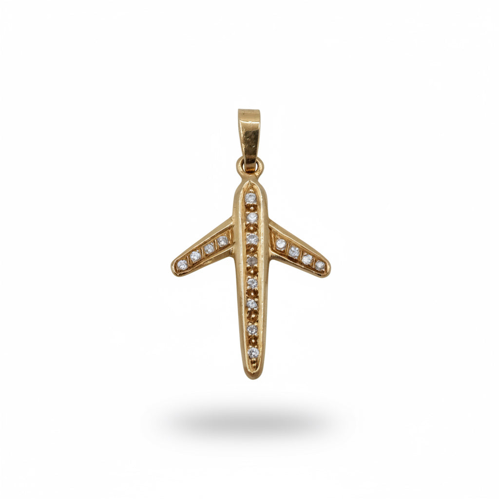 Pendentif Avion - Or jaune et Diamants