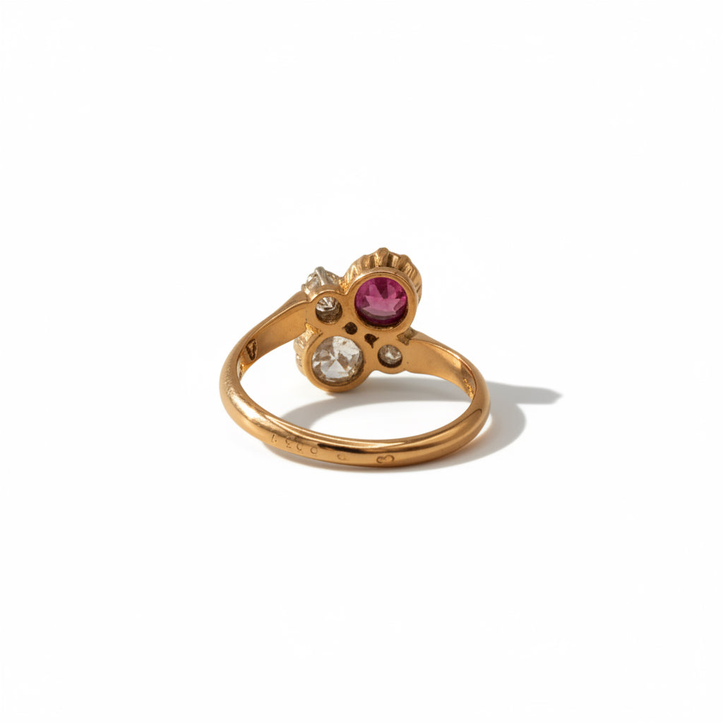 Bague Toi et Moi - Or rosé - Diamants et Rubis