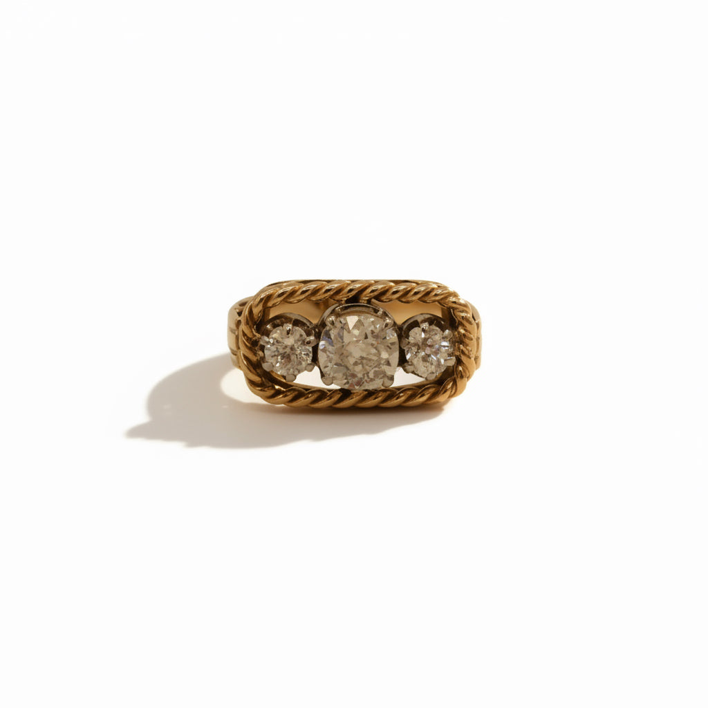 Bague Vintage - Or Jaune et Diamants - Année 40