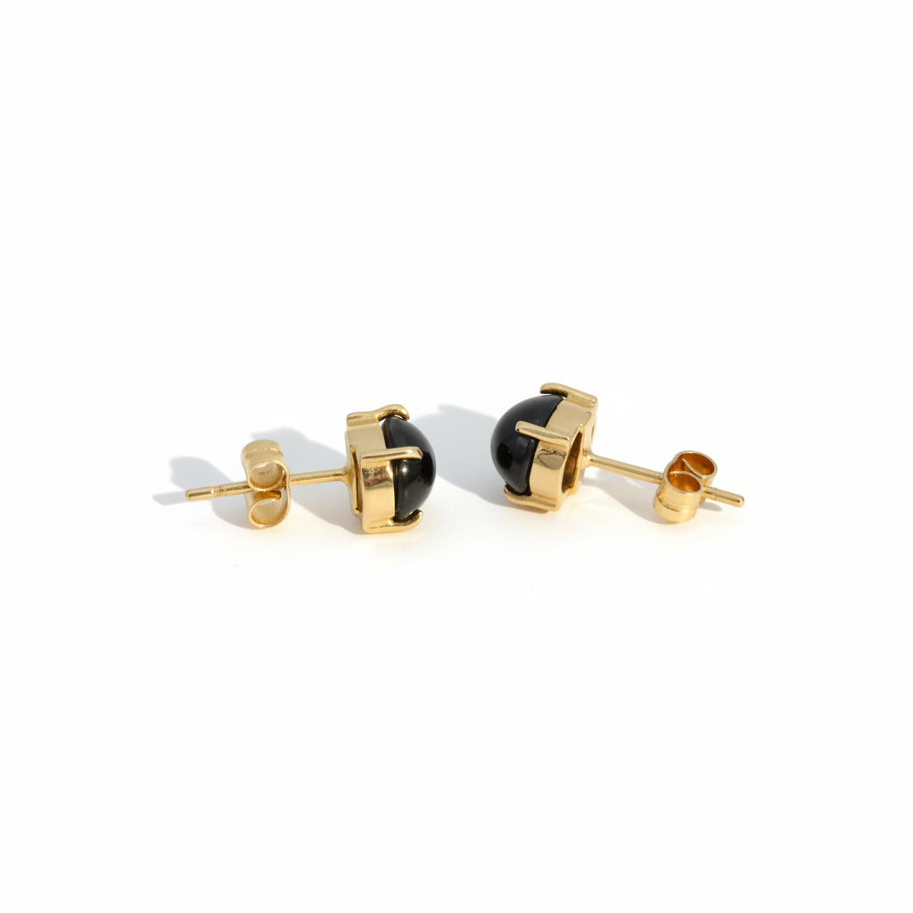 Boucles d’oreilles - Or Jaune - Saphir Cabochon étoilé