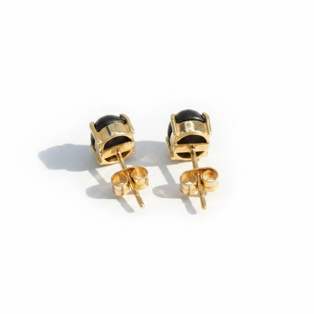Boucles d’oreilles - Or Jaune - Saphir Cabochon étoilé