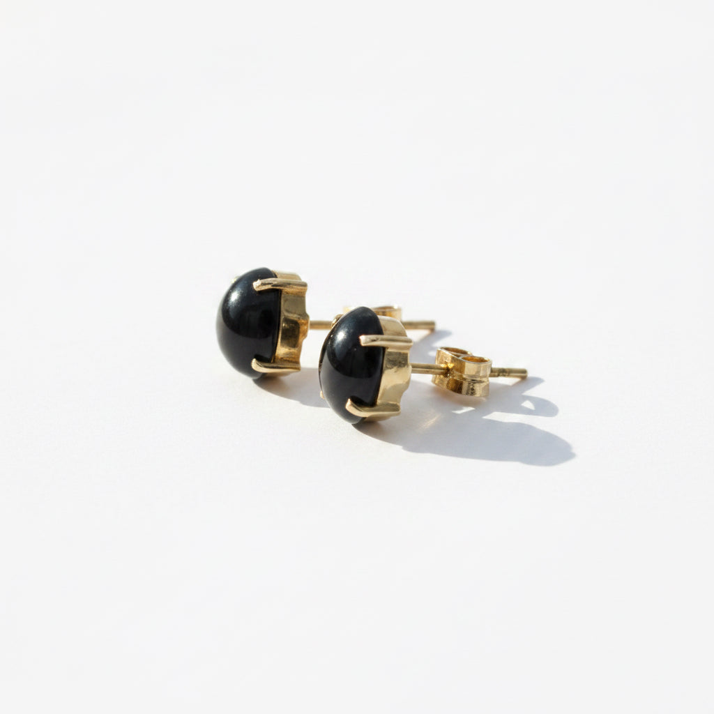 Boucles d’oreilles - Or Jaune - Saphir Cabochon étoilé