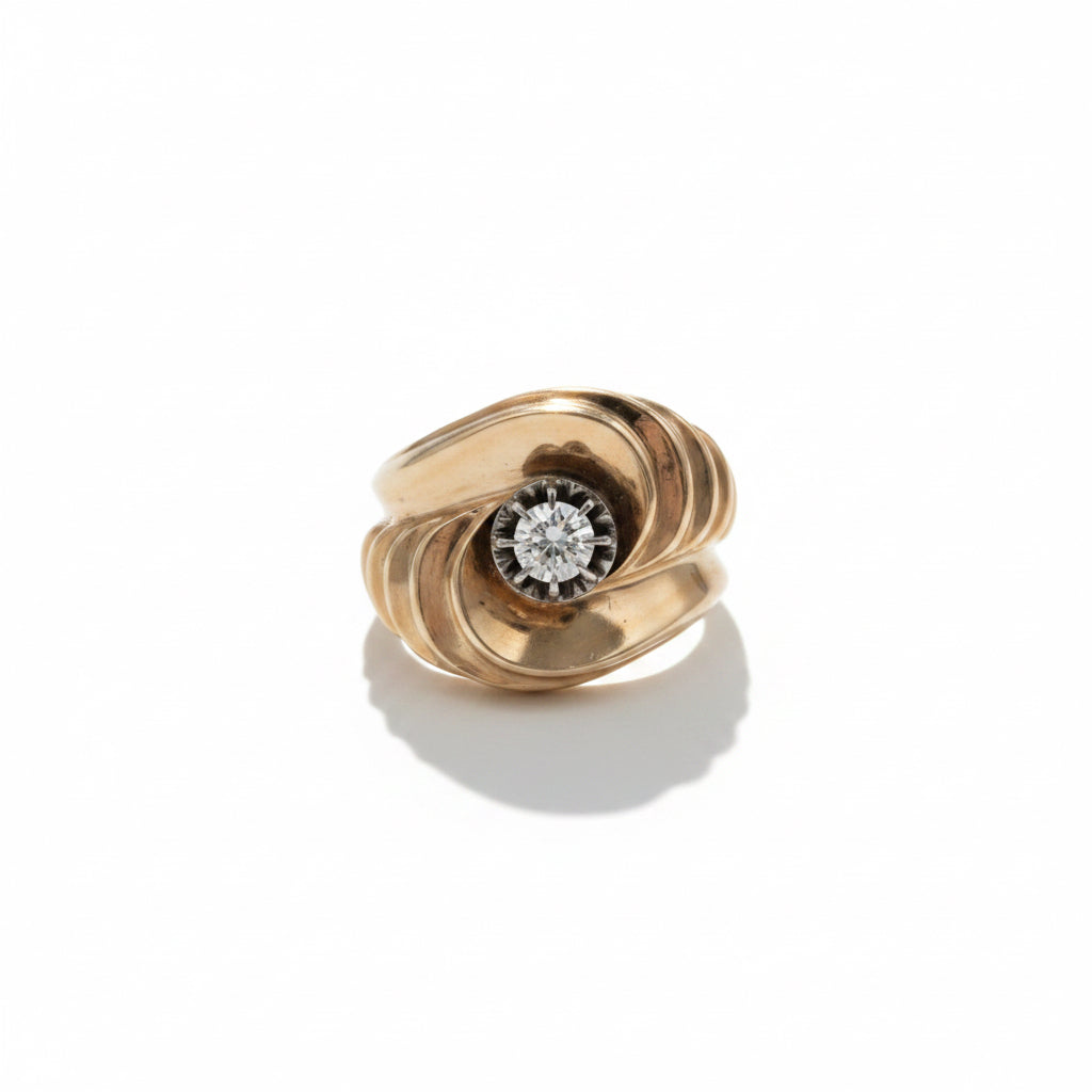 Bague Tank - Or Rose - Diamant 0,25 Carat