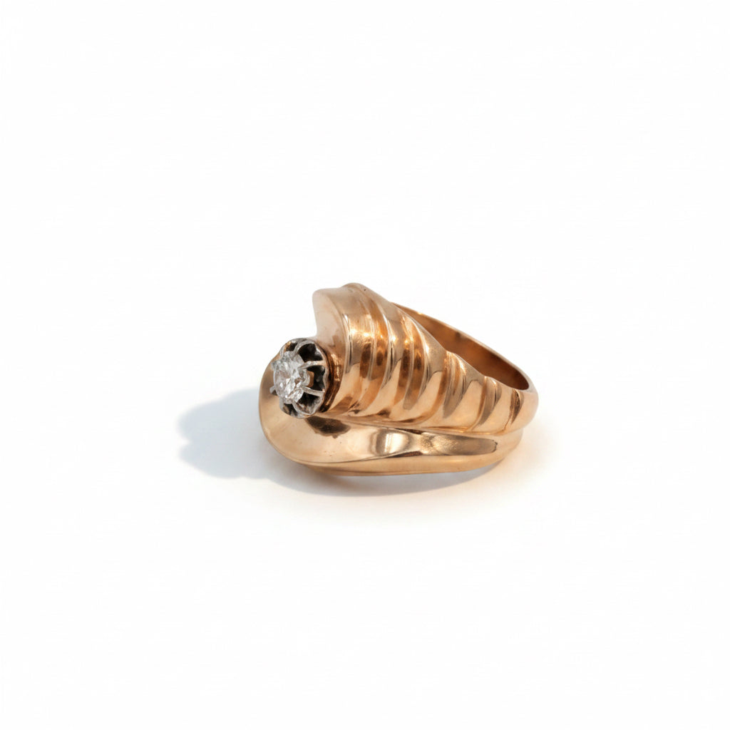 Bague Tank - Or Rose - Diamant 0,25 Carat