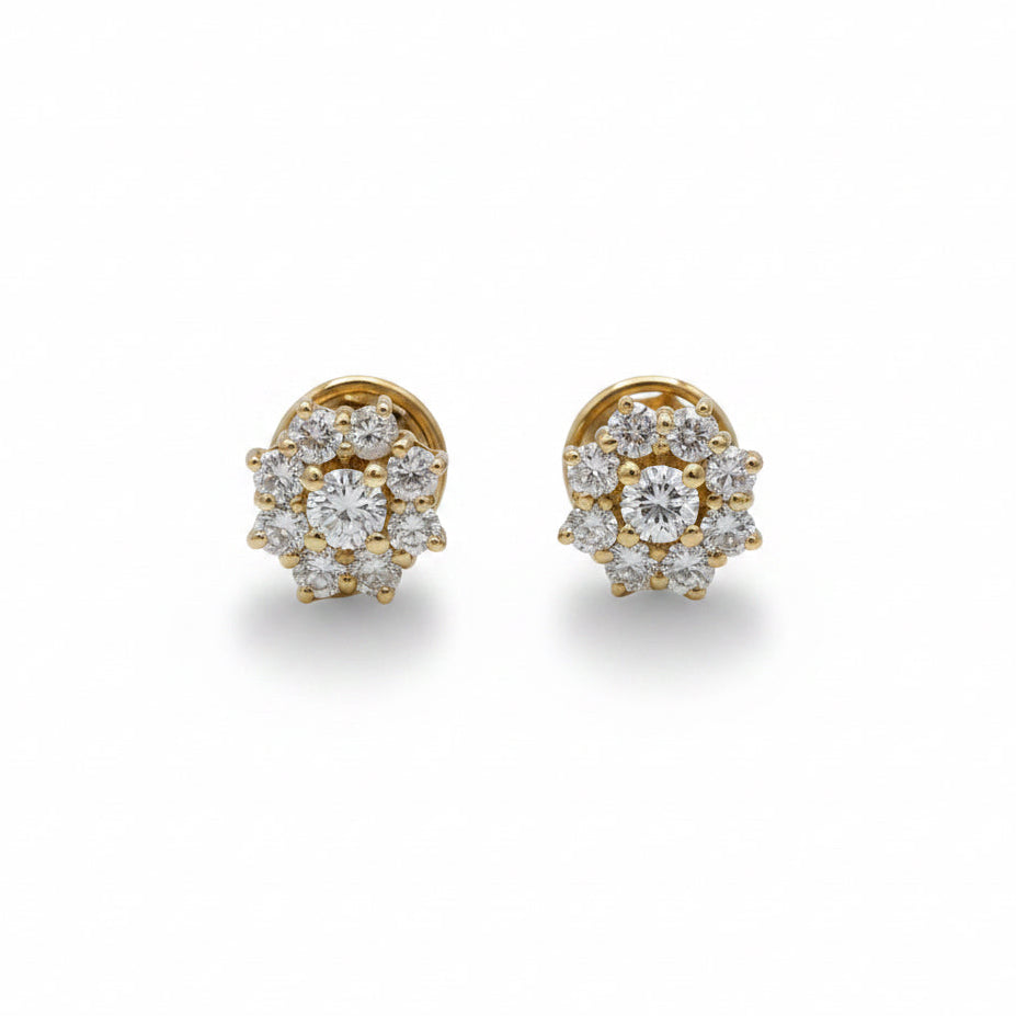 Boucles d’Oreilles Marguerite - Or jaune - Diamants