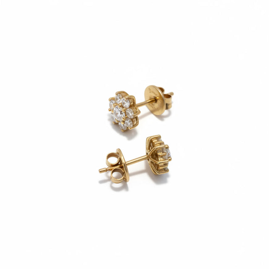 Boucles d’Oreilles Marguerite - Or jaune - Diamants