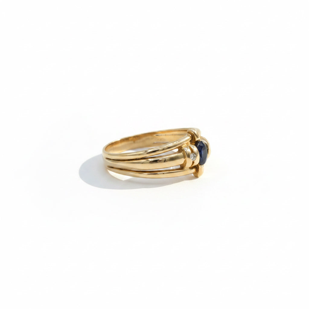 Bague or jaune - Saphir et Diamants