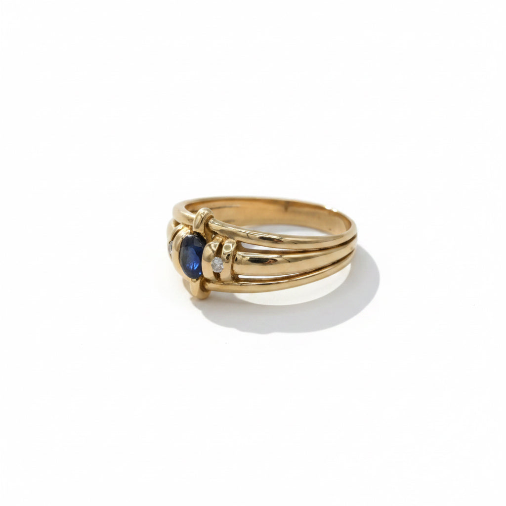 Bague or jaune - Saphir et Diamants
