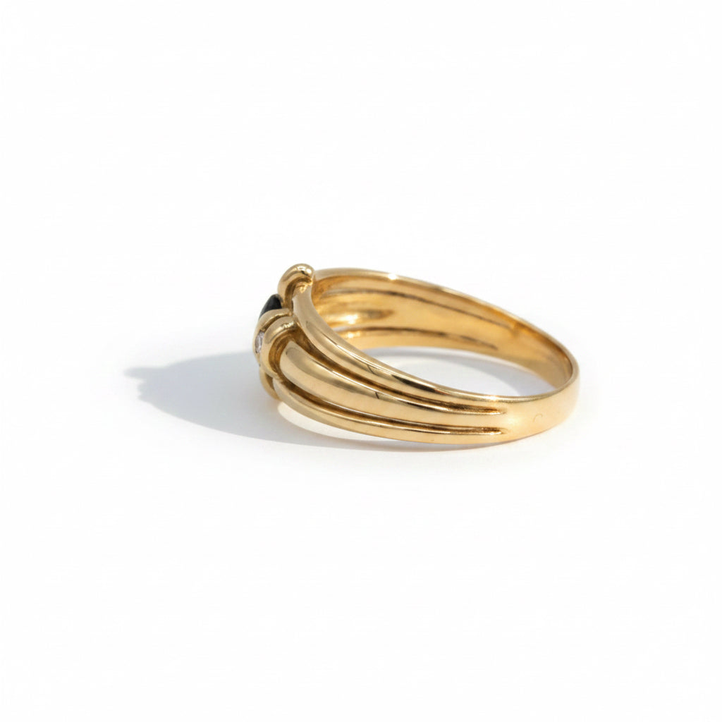 Bague or jaune - Saphir et Diamants