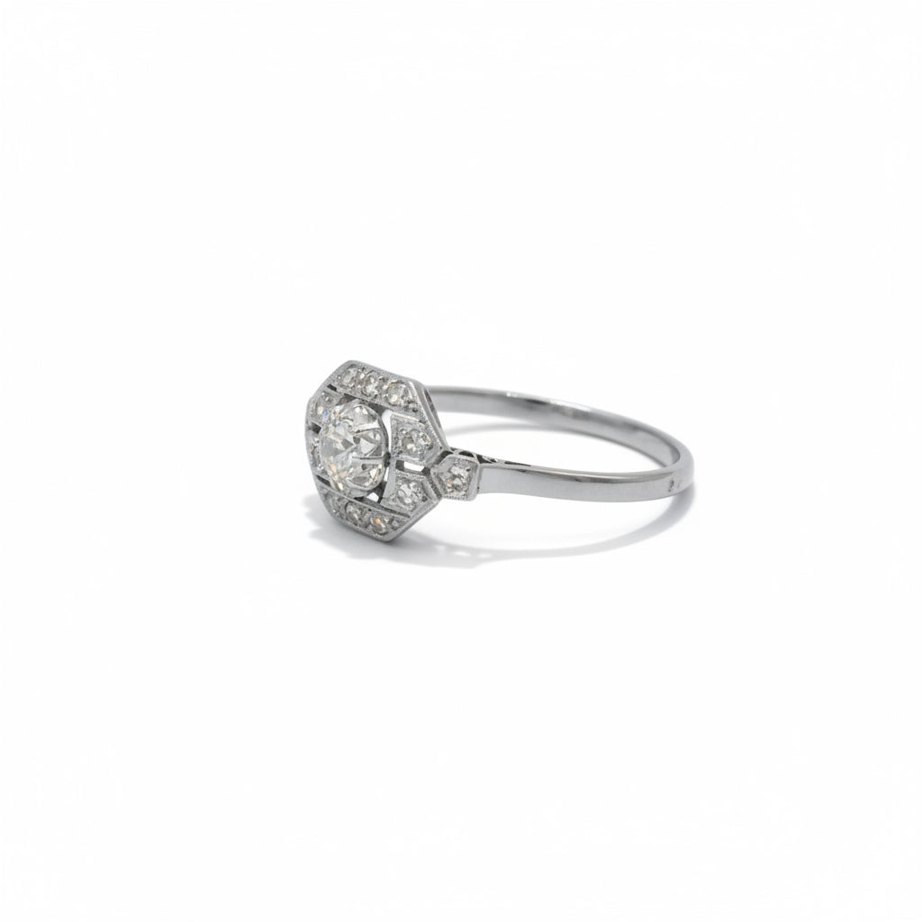 Art déco - Bague Or blanc et Diamants