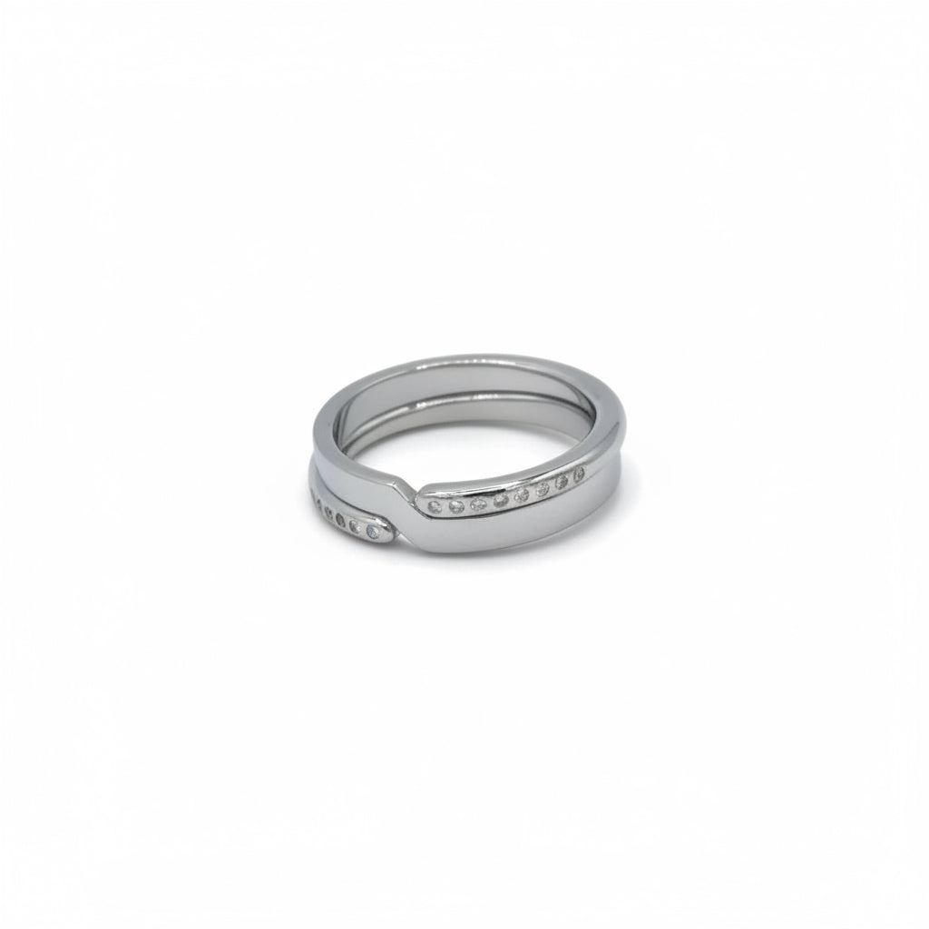 Dinh Van - Seventies - Bague Or blanc et Diamants