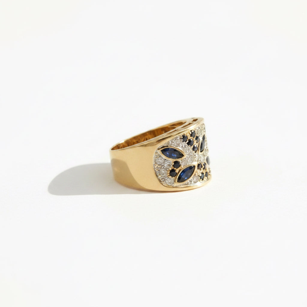 Bague Vintage - Or jaune et Saphirs