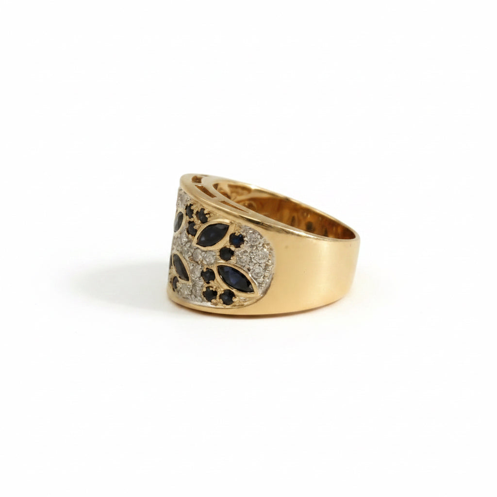 Bague Vintage - Or jaune et Saphirs