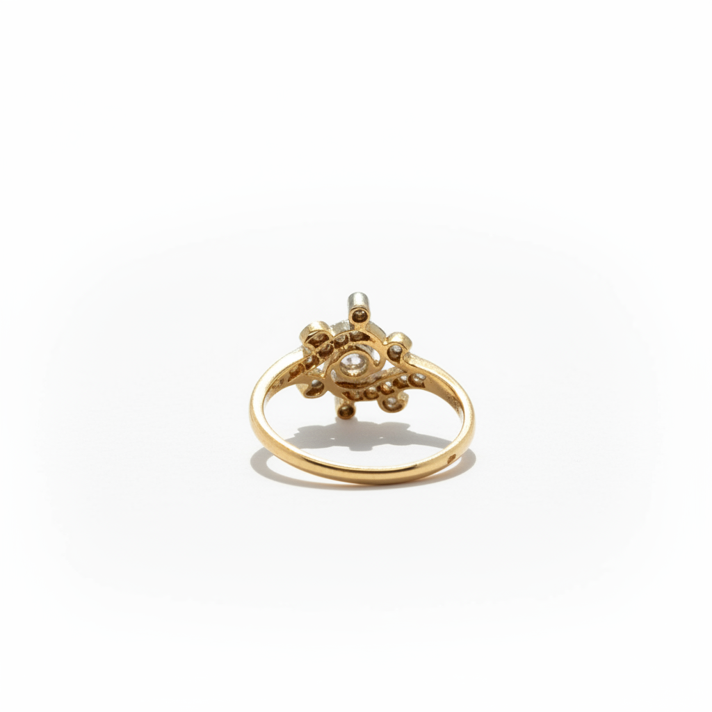 Art Nouveau - Bague deux ors et Diamants