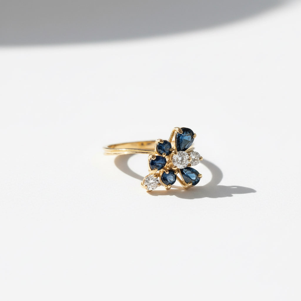 Bague Marguerite Or Jaune - Saphirs et Diamants